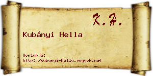 Kubányi Hella névjegykártya